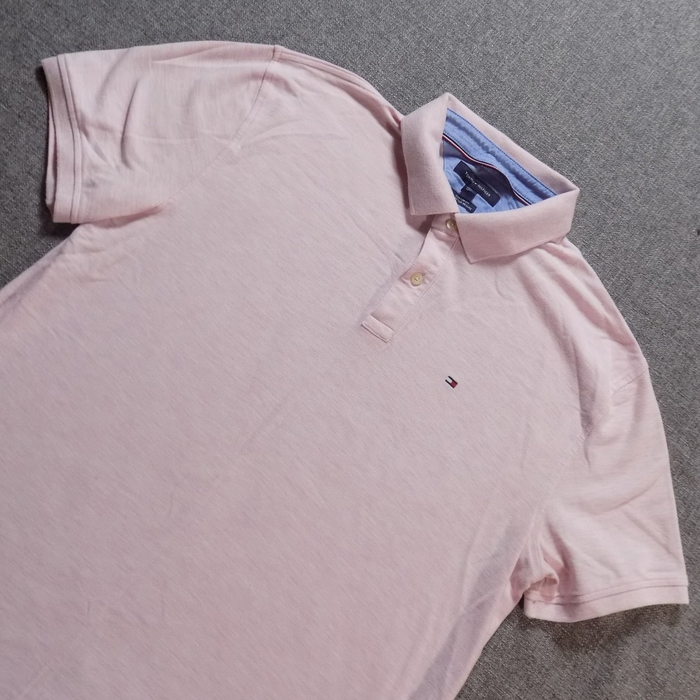 Tommy Hilfiger Polo Shirt Mens XL Pink Good Custom Fit Short Sleeve 78J4142